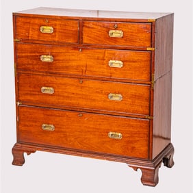 American Mahogany Two Part Campaign Chest / Desk