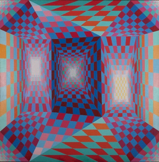 Roy Ahlgren (1927-2011) Trilogy, Acrylic on canvas,: Roy Ahlgren (1927-2011) Trilogy, Acrylic on canvas, Titled, signed, and dated 1972 on verso. Height: 45 Width: 45