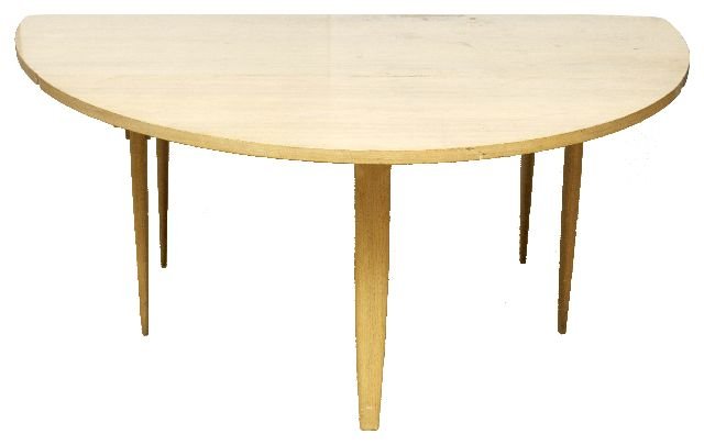 A George Nakashima Maple "D" Table for Widdicomb, : A George Nakashima Maple ""D"" Table for Widdicomb, 20th Century. Height: 29 Width: 65 Depth: 74