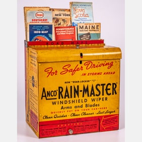 A Vintage Metal Lithograph Printed Countertop Display For Anco Windshield Wiper
