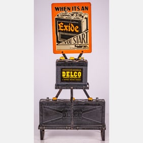 Petroliana Themed Battery Display Stand,