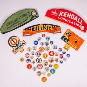 A Collection Of Political Buttons And Materials