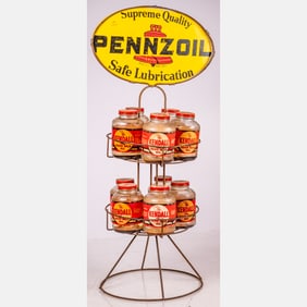 Pennzoil Wire Display Stand With Oil Jars