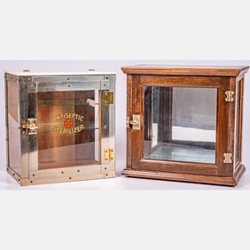 Two Barbershop Antiseptic Sterilizer Countertop Cabinets