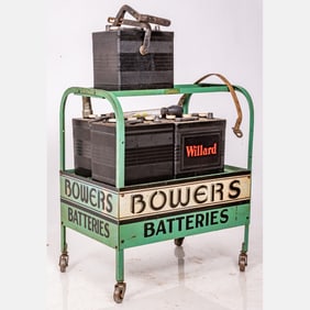 Bowers Tin Lithograph And Metal Advertising Battery Rack
