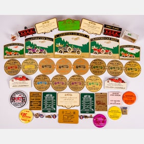 Collection Of Car Show Badges And Placards