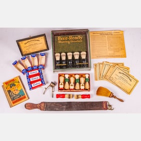 Collection Of Barbershop Brushes And Ephemera