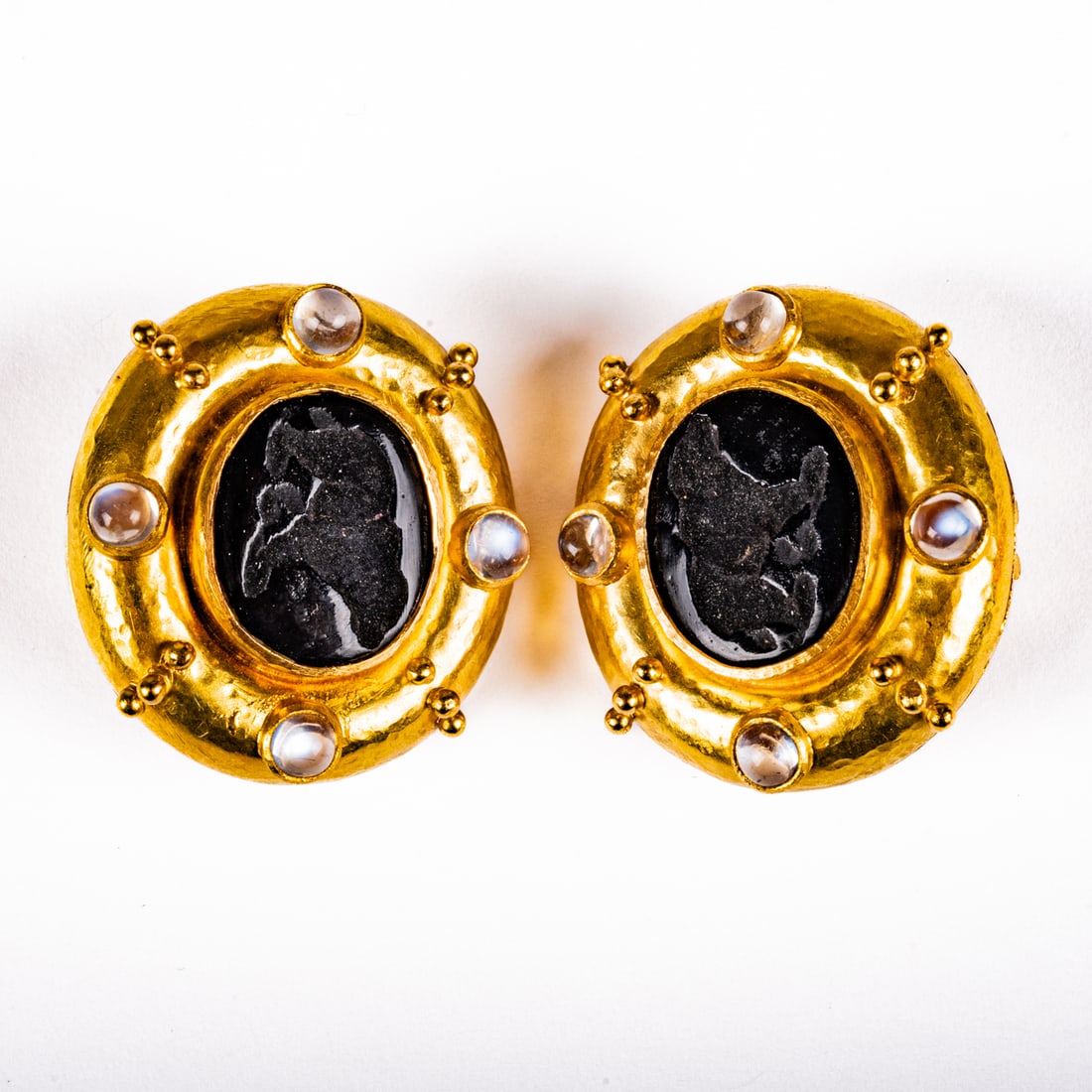 Elizabeth Locke 18k Yellow Gold Intaglio And Moonstone Earrings (1 of 8)