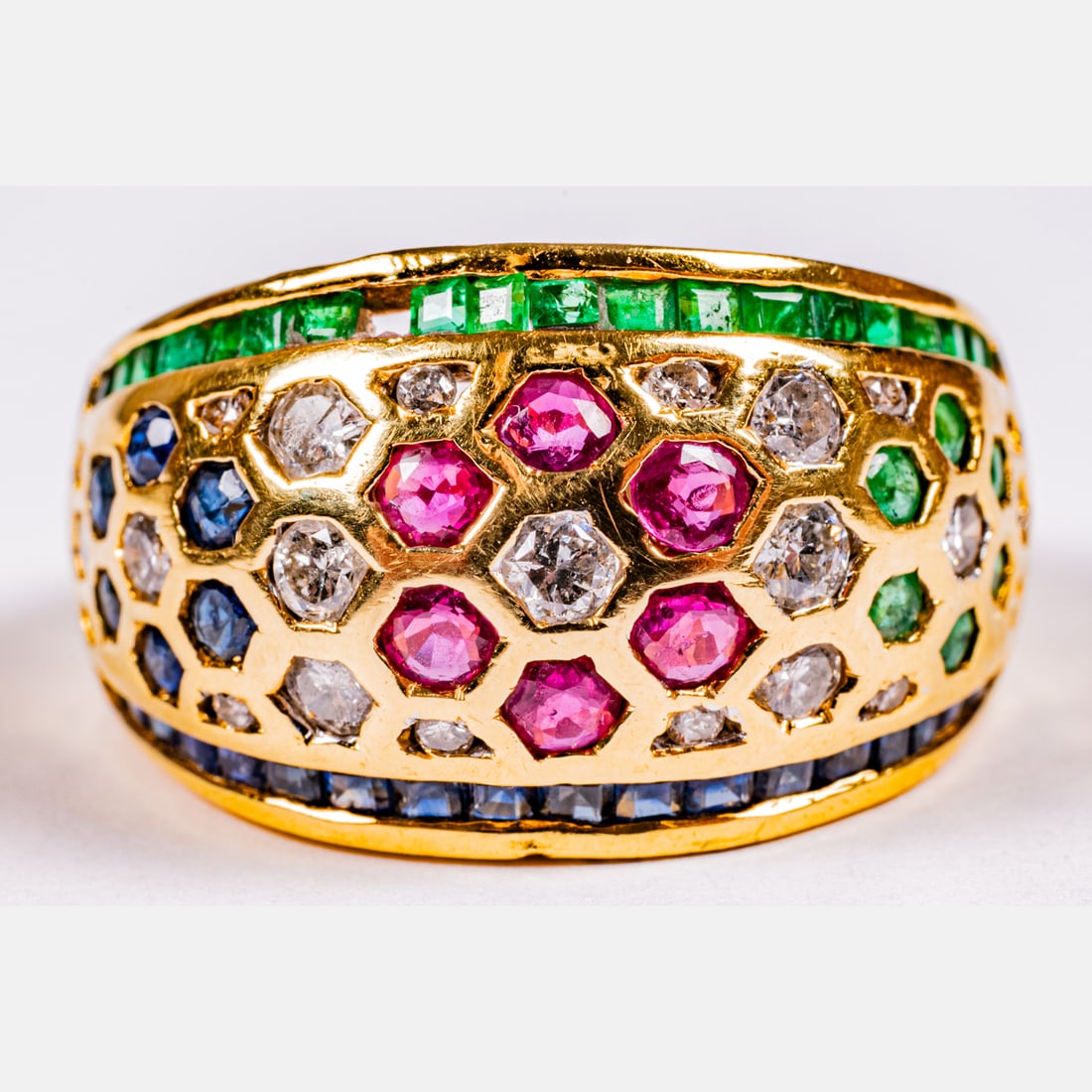 18kt Yellow Gold, Ruby, Diamond, Emerald And Sapphire Ring (1 of 7)