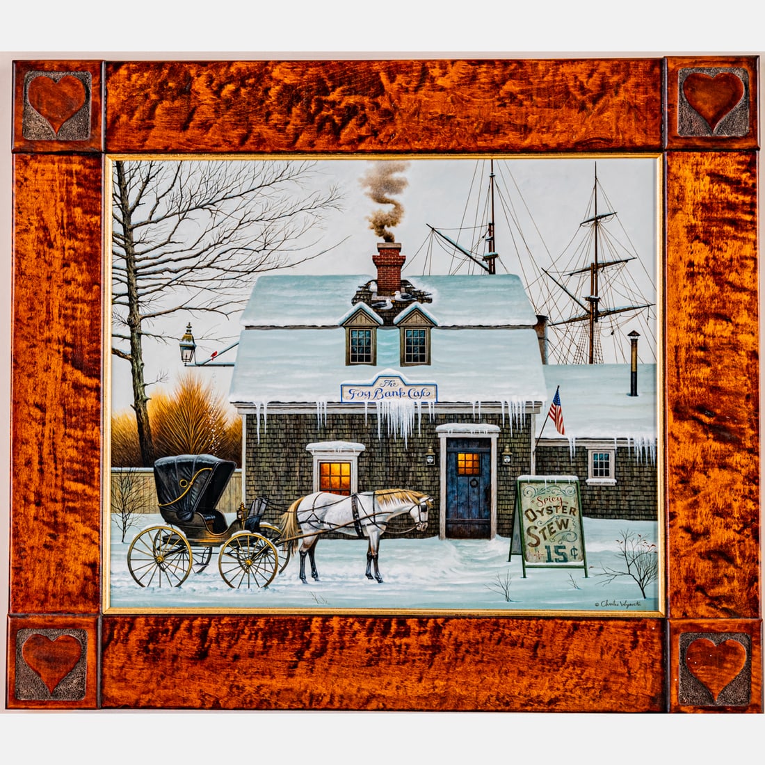 Charles Wysocki (American, 1928-2002): Charles Wysocki (American, 1928-2002) Bellywarmers, Acrylic on panel, Signed lower right. Titled and signed on verso. Frame made by John Morgan Baker. Framed dimensions: H: 20 x W: 24 in. Numerous pri