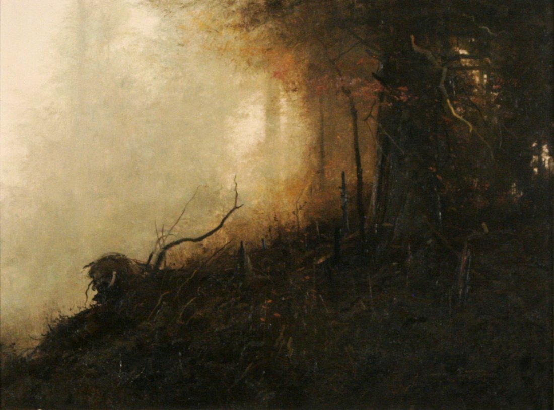 Michael Coleman (b.1946) Wolf Creek, Oil on board,: Michael Coleman (b.1946) Wolf Creek, Oil on board, Signed and dated 1974 lower right. Dimensions: h: 18 x w: 24 in.