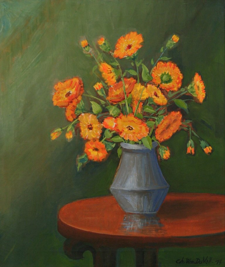 Charles William Duvall (1865-1966) Floral Still Lif: Charles William Duvall (1865-1966) Floral Still Life, Oil on canvas, Signed and dated 1944 lower right.