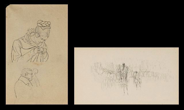 Two Drawings by Harold Altman (1924-2003) and Johan: Two Drawings by Harold Altman (1924-2003) and Johann Georg Adam Gottlob Gutekunst (1801-1858), Comprising of: Altman - ""Three Figures #3, 1967,"" ink on paper, signed lower right. Gutekunst - ""Studi