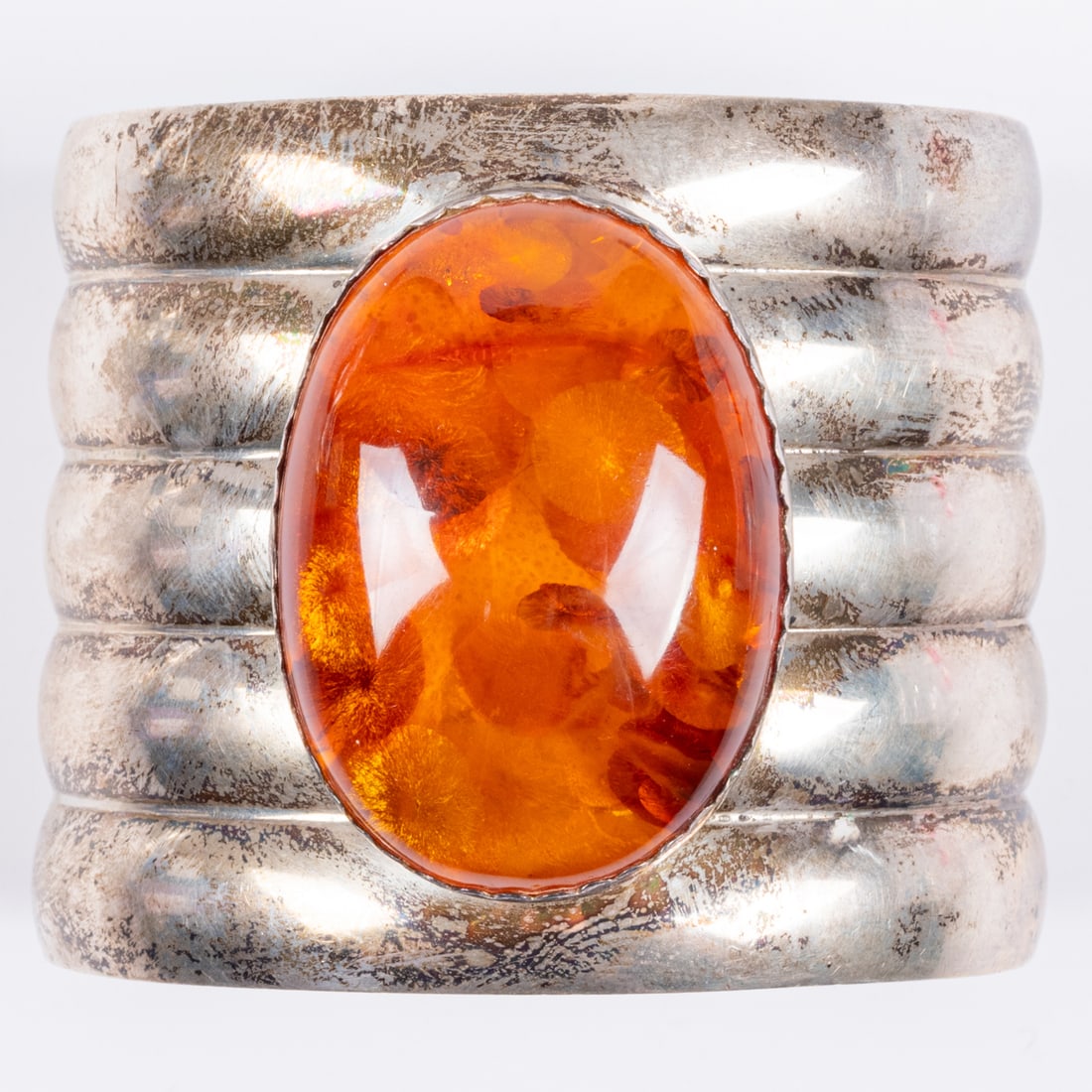 Sterling Silver And Amber Cuff Bracelet (1 of 4)