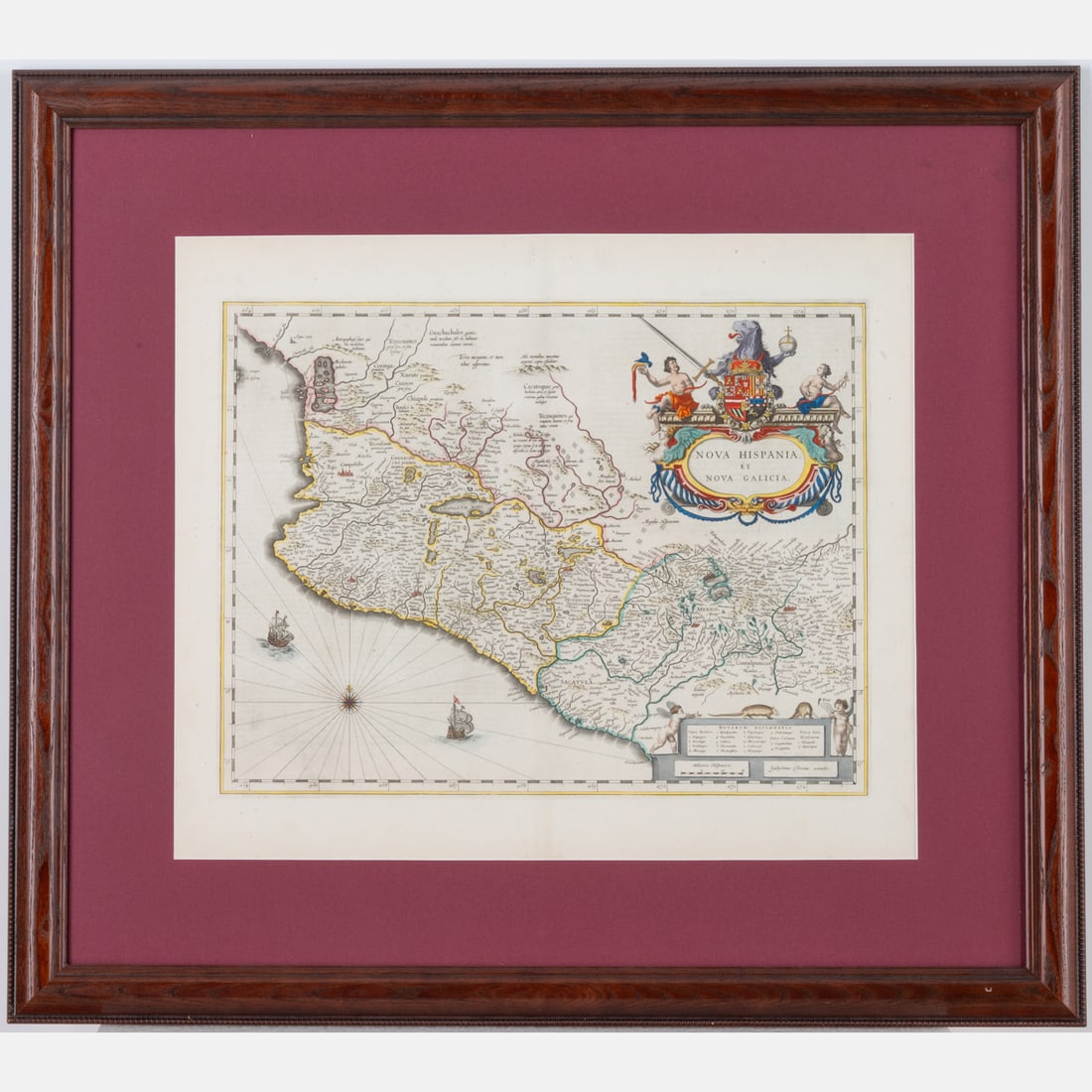 Nova Hispania et Nova Galicia: Nova Hispania et Nova Galicia, Willem Janszoon Blaeu (Dutch, 1571-1638). Hand colored engraved map, circa 1636. image size: H: 15 1/8 x W: 19 3/4 in. H: 29 1/2 W: 33 in. We are offering in-house shipp
