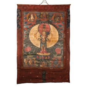 Large Tibetan Thangka Depicting Avalokiteshvara