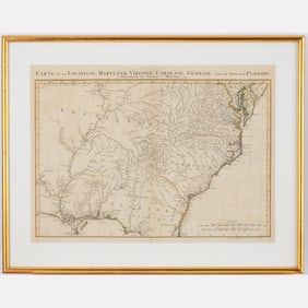 Hand-Colored Map of South Eastern America, 1758