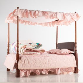 A Doll Size Mahogany Canopy Bed
