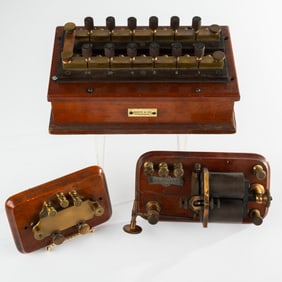 Three Telegraph Components Comprising of a Queen & Co. Resistance Box, A J.H. bunnell & Co.