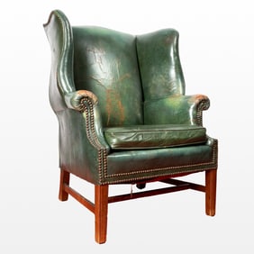 Leather Upholstered Wing Chair