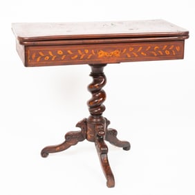 A Continental Mahogany and Fruitwood Marquetry Games Table