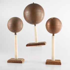 Three Copper and Resin Electrostatic Demonstration Conductor Spheres