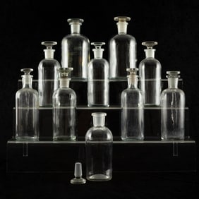 Glass and Radium Glass Apothecary Bottles