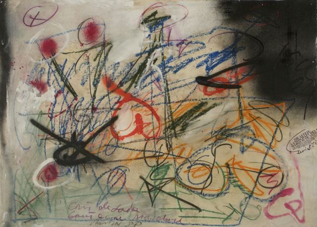 Andras Markos (b. 1950) Marquis XL, Mixed media on: Andras Markos (b. 1950) Marquis XL, Mixed media on paper mounted on canvas, Signed and dated '88 lower center. Dimensions: h: 21 x w: 40 in. Provenance: Park West Galleries.