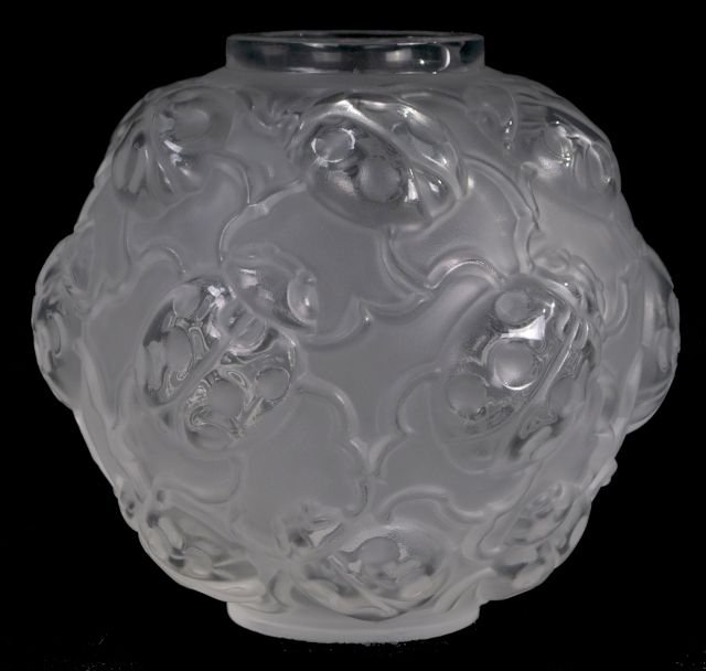216 A Lalique Molded Glass Bud Vase With Ladybug Motif Jan 30