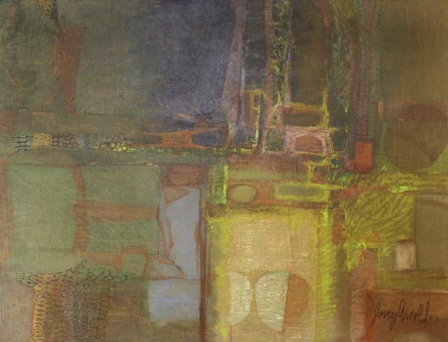 Jerry Arnold (Cleveland, 20th Century) Untitled, M: Jerry Arnold (Cleveland, 20th Century) Untitled, Mixed media, Signed and dated '63 lower left. Dimensions: h: 36.5 x w: 48 in.