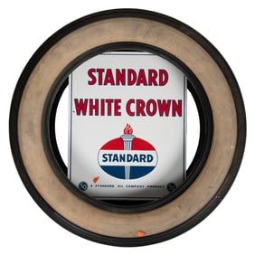 Standard White Crown Gas Pump Porcelain Enamel Metal Sign