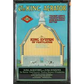 The King Aerator Embossed Tin Lithograph Advertising Sign