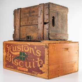 Cook's Goldblume Beer and Huston's Biscuit Crates