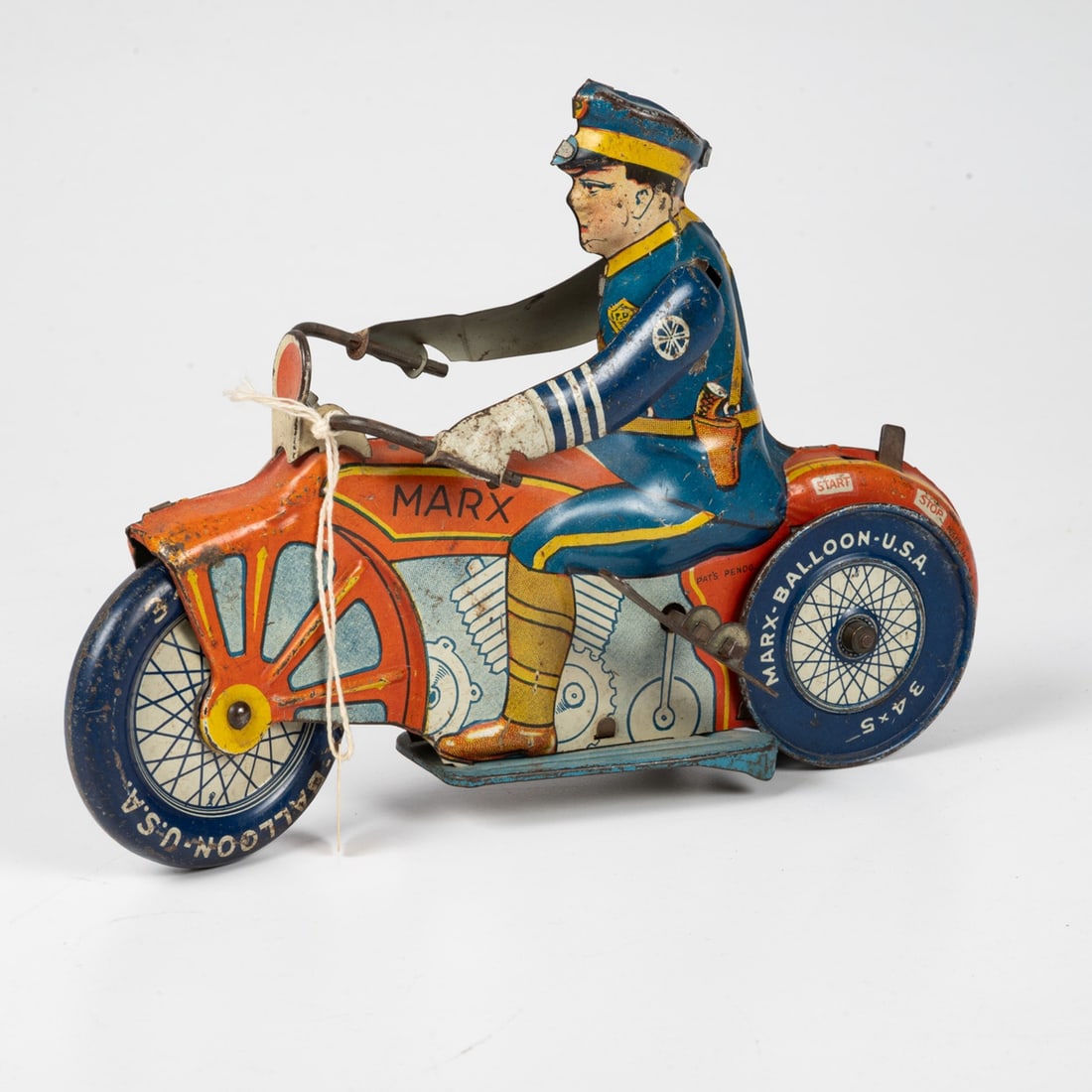 Marx Tin Litho Wind-Up Toy Motorcycle Policeman (1 of 5)