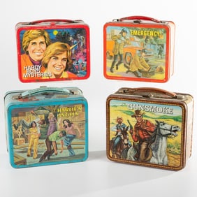 Four Vintage Metal Lunch Boxes