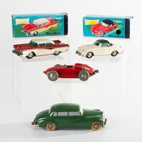 Three Vintage Schuco Wind-Up Racer Toys