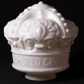 Red Crown Ethyl OPC Milk Glass Globe