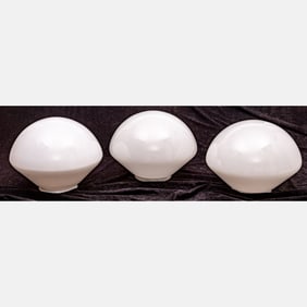 Three Deco-Style Milk Glass Ceiling Light Fixture Shades
