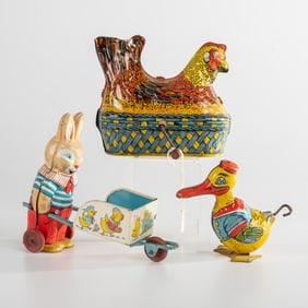 Three Kinetic Tin Litho Toys