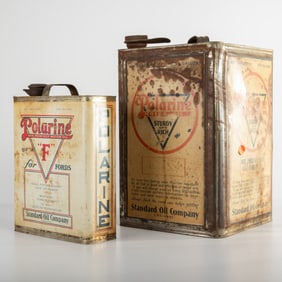 Two Standard Oil Polarine Oil Cans