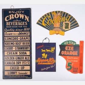 Four Vintage Soda Advertising Signs