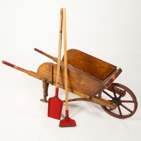 Antique Child's Wooden Wheelbarrow