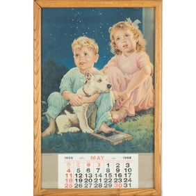 1958 Advertising Calendar with Offset Lithograph