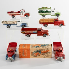 Seven Vintage Tekno Truck Toys,