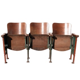 Vintage Three-Seat Theater Bench