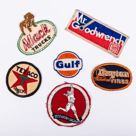 Six Embroidered Gas Station Patches