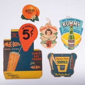 Five Vintage Drink Advertisting Signs