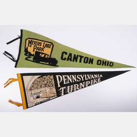 Two Vintage Felt Pennant Flags