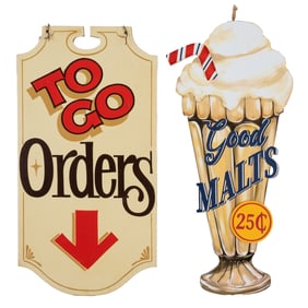 Soda Fountain and To Go Orders Signs