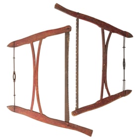 Antique Red Painted Buck Bow Saws